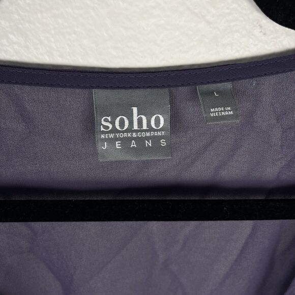 Boho Blouse Womens Large Purple Sheer Feminine Coquette Fairy Ruffle Sleeve - Picture 4 of 10